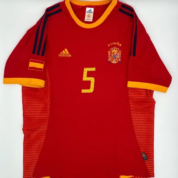 Puyol #5 Spain 2002/2003/2004 ORIGINAL Adidas Vintage Rare Soccer Jersey M
